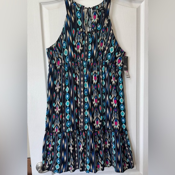 HALTER DRESS MOSSIMO. TIES ON BACK, ELASTIC WAIST, FLOWY RUFFLED HEM. BOHO. NWT - Picture 3 of 14